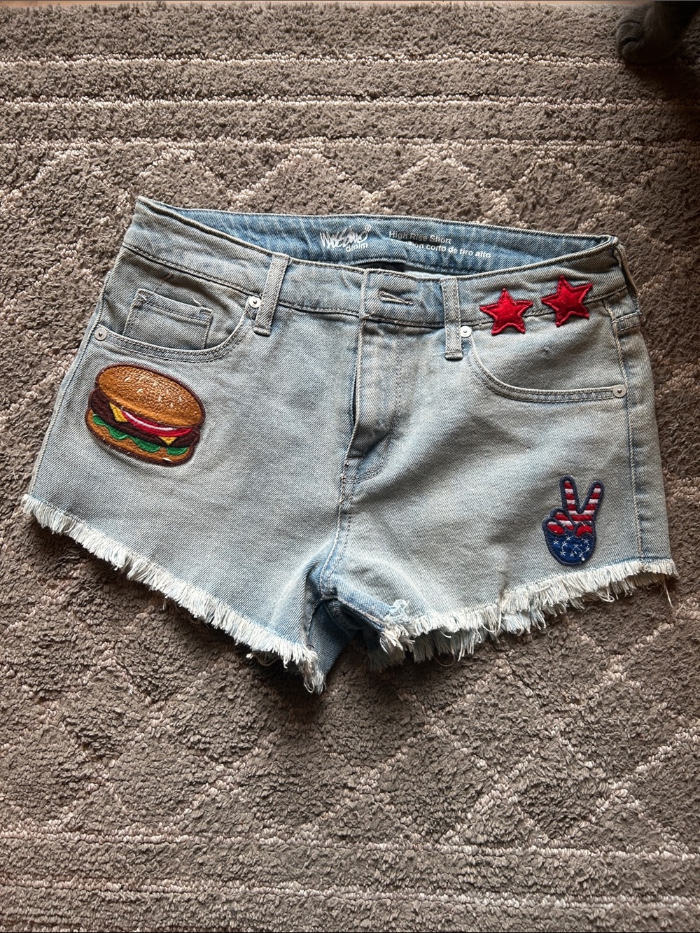 Mossimo denim 6 28 high rise denim shorts 4th of July America 76 patchwork
